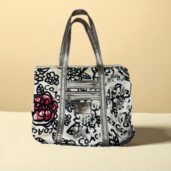 Coach M0982-14741 Poppy GlamBella tote Floral Graffiti Tote Bag - Picture 1 of 9